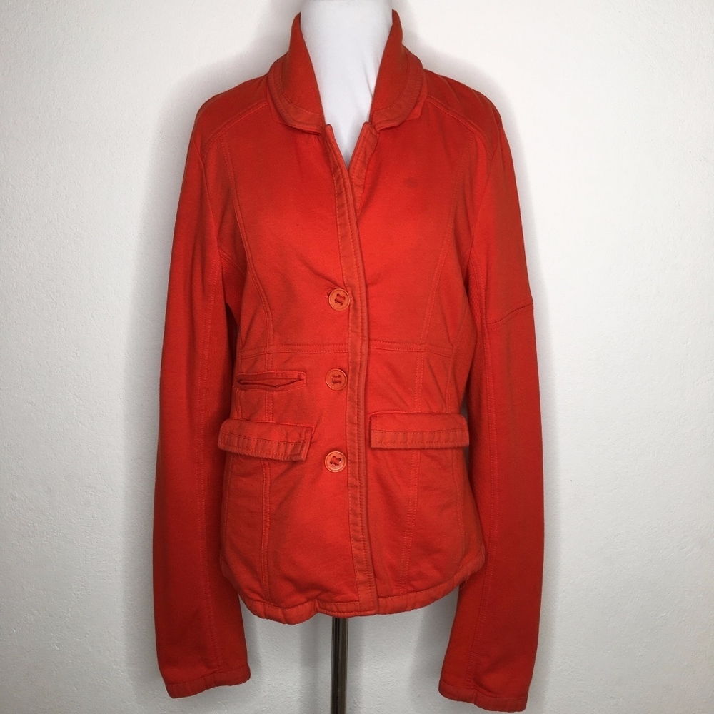 Free People Orange Button Down Jacket Size Large